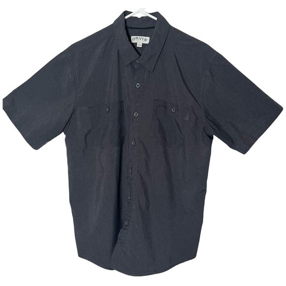 Orvis Mens Short Sleeve Shirt Size L Gray Button Up Collar Pockets Casual - Picture 1 of 12